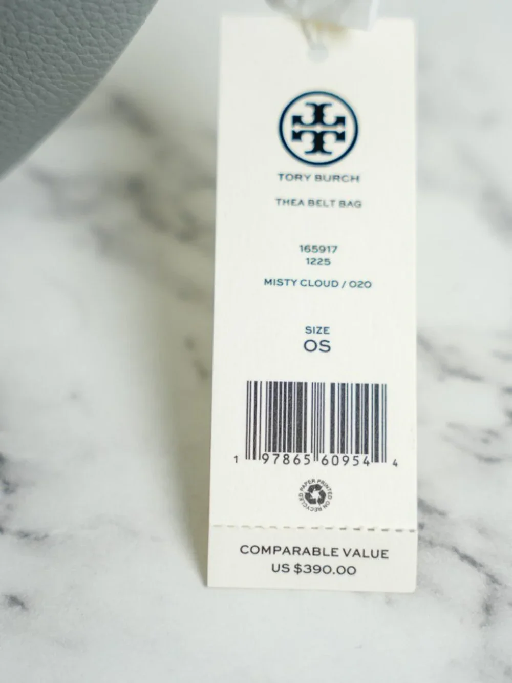 Tory Burch Thea Pebbled Leather Belt Bag Fanny Pack in Misty Cloud 165917 NWT
